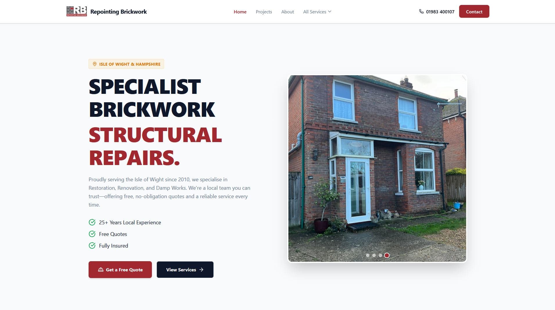Repointing Brickwork website — High-conversion lead generation platform.